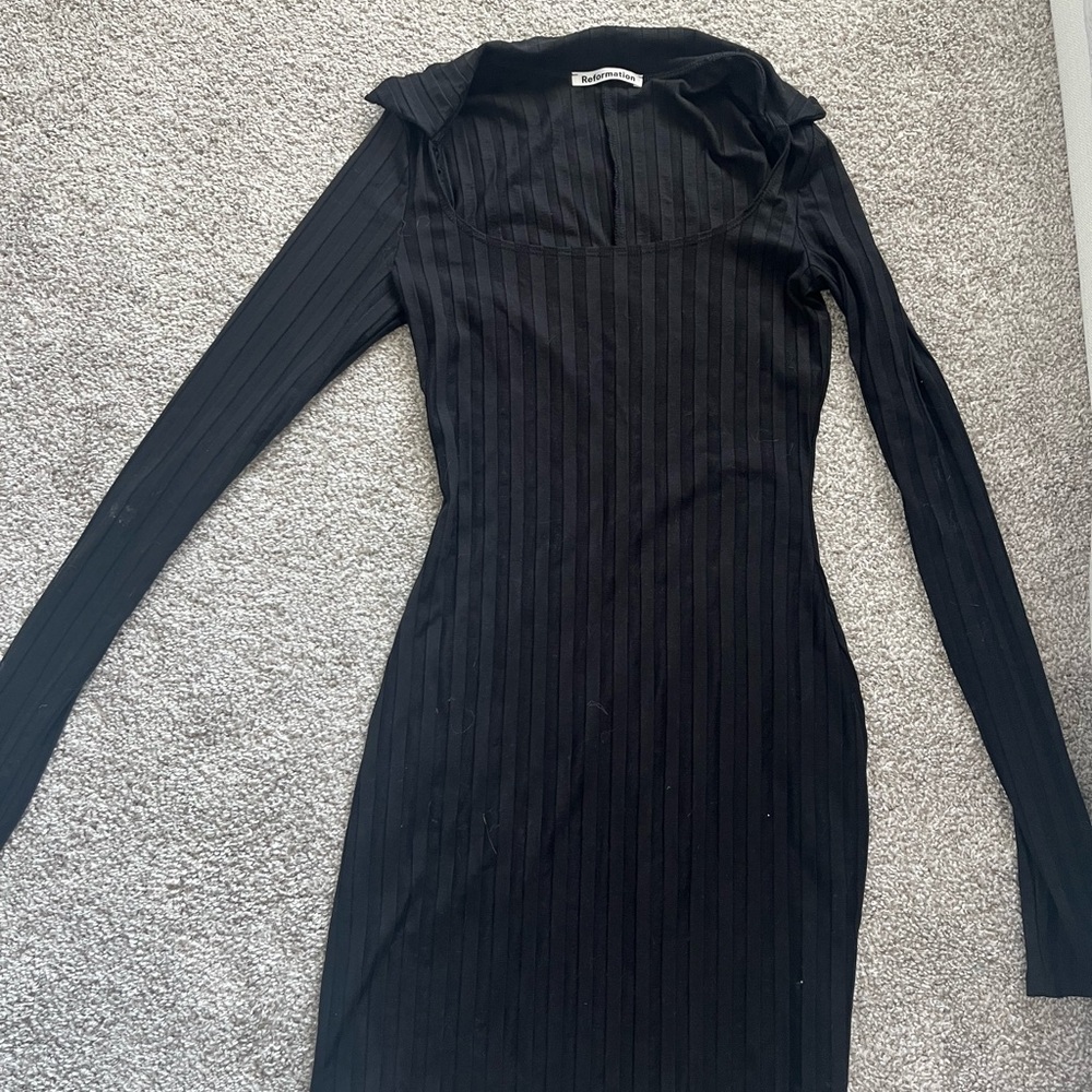 Black long sleeve reformation dress